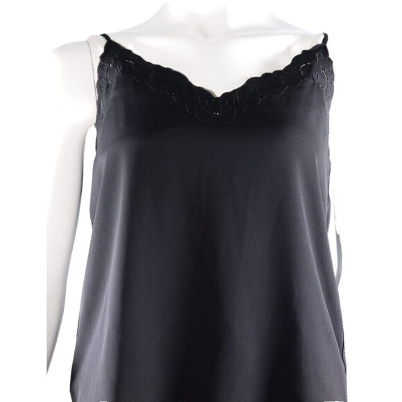 Aritzia Babaton Womens Size XS Black Camisole Floral Embroidered V-Neck Tank Top - Picture 8 of 8
